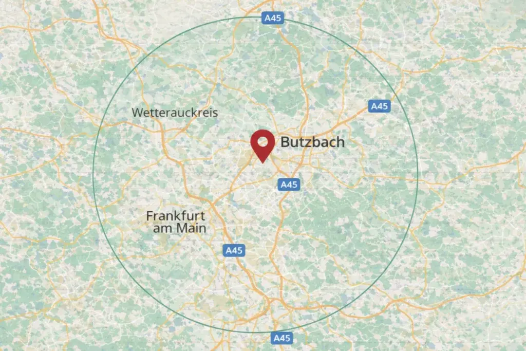 Einzugsgebiet Andymen — Butzbach bis Nidda und Wetterau